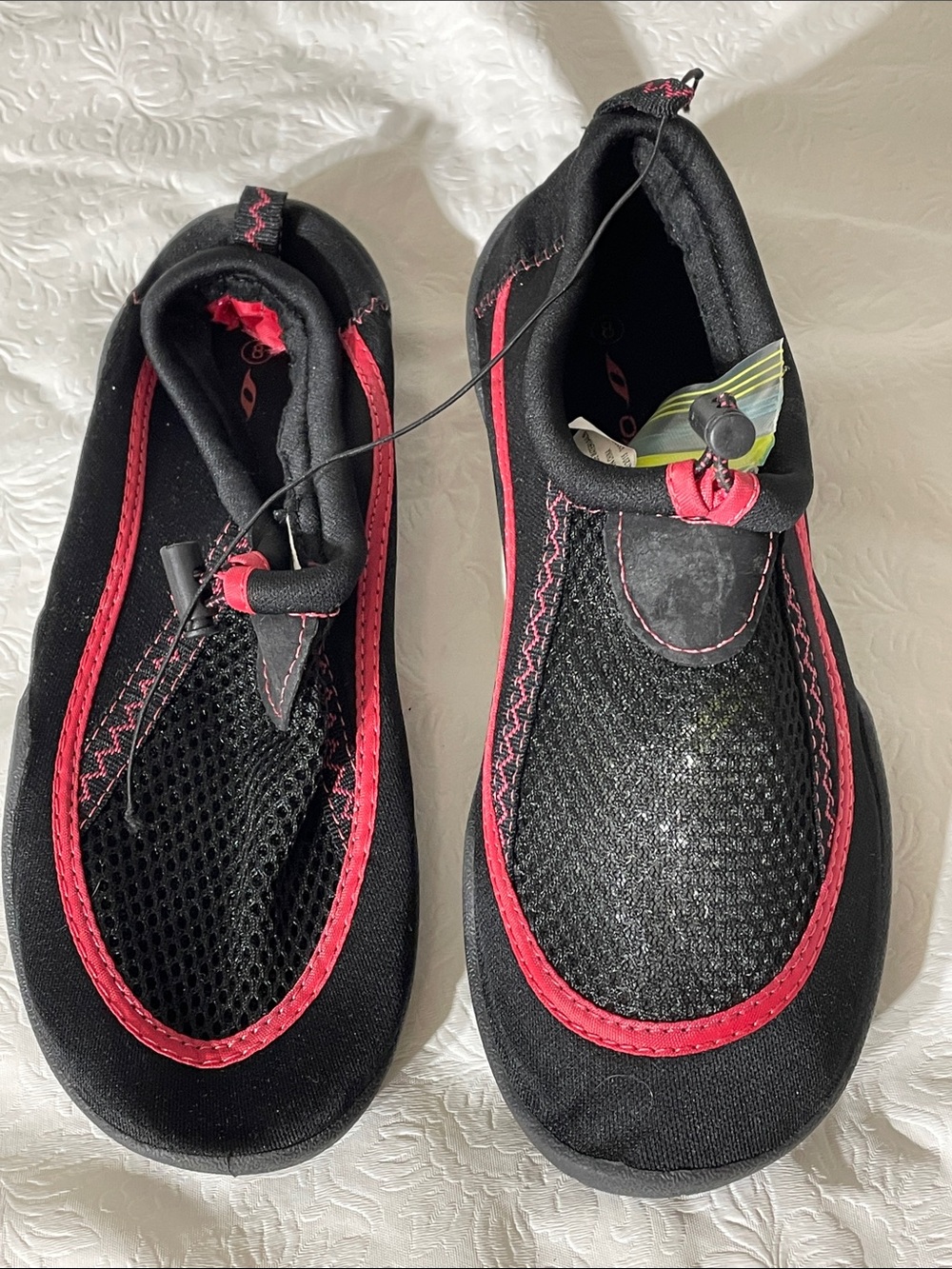 Women's Black and Pink Water-Friendly Slip-On Sandals